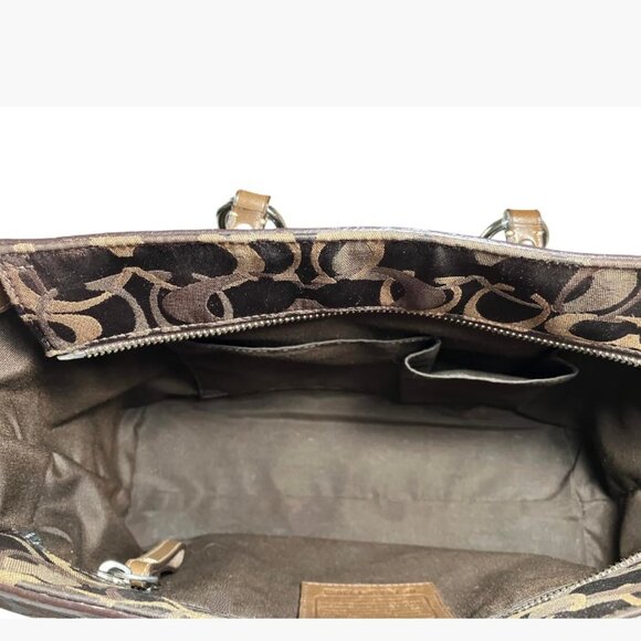 Coach Gallery Optic Signature Tote Bag Vintage Chocolate Monogram Canvas EUC - Picture 9 of 16